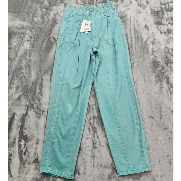 Together! Denim - Vintage 80s TOGETHER! Jeans Womens 8 Light Blue Mint High Rise Pleated Tapered
